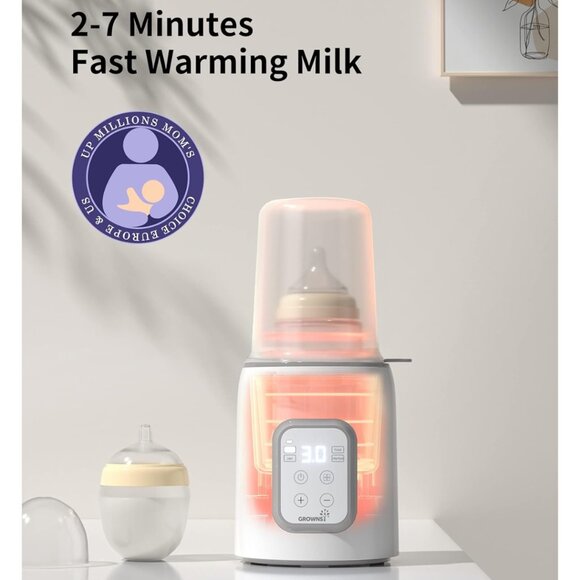 GROWNSY 8-in-1 Fast Baby Milk Warmer with Timer Grey White - Picture 6 of 13